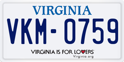 VA license plate VKM0759