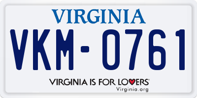 VA license plate VKM0761