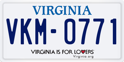 VA license plate VKM0771