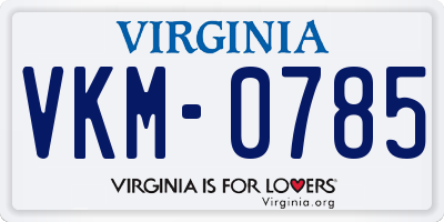 VA license plate VKM0785