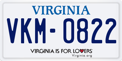 VA license plate VKM0822
