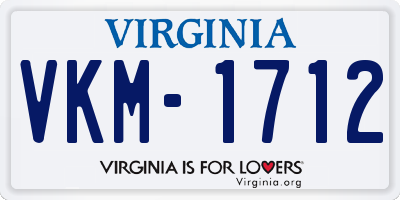 VA license plate VKM1712