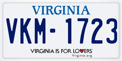 VA license plate VKM1723