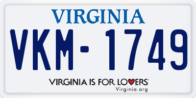 VA license plate VKM1749