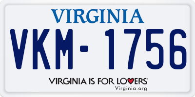 VA license plate VKM1756