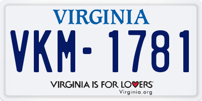 VA license plate VKM1781