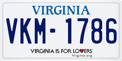 VA license plate VKM1786