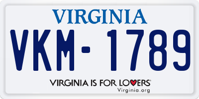 VA license plate VKM1789