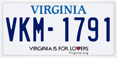 VA license plate VKM1791