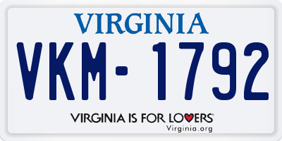 VA license plate VKM1792
