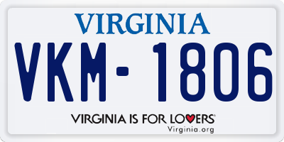 VA license plate VKM1806