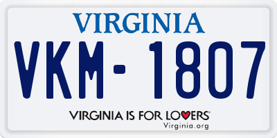 VA license plate VKM1807