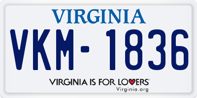 VA license plate VKM1836