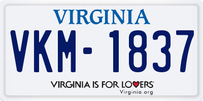 VA license plate VKM1837