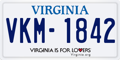 VA license plate VKM1842