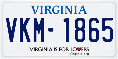 VA license plate VKM1865