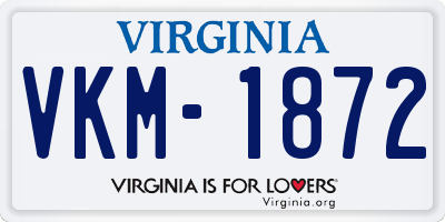 VA license plate VKM1872