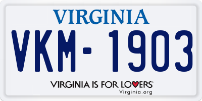 VA license plate VKM1903
