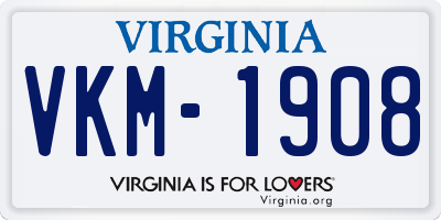 VA license plate VKM1908