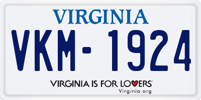 VA license plate VKM1924