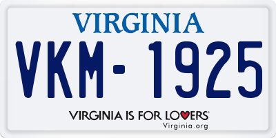 VA license plate VKM1925