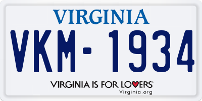 VA license plate VKM1934