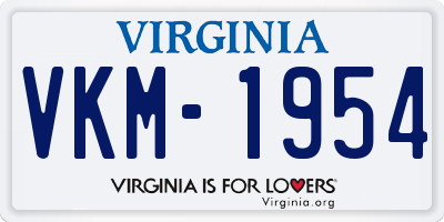 VA license plate VKM1954
