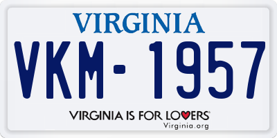 VA license plate VKM1957