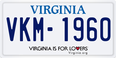VA license plate VKM1960