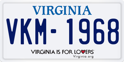 VA license plate VKM1968