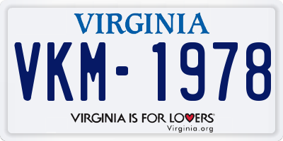 VA license plate VKM1978