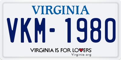 VA license plate VKM1980