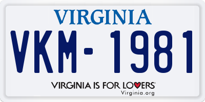 VA license plate VKM1981