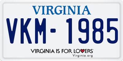 VA license plate VKM1985