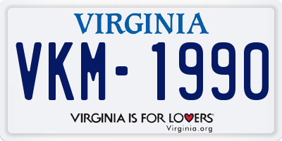 VA license plate VKM1990