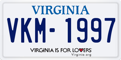 VA license plate VKM1997