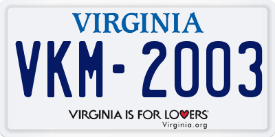 VA license plate VKM2003