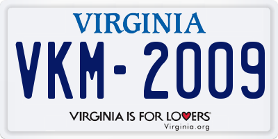 VA license plate VKM2009