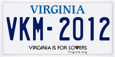 VA license plate VKM2012