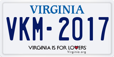 VA license plate VKM2017
