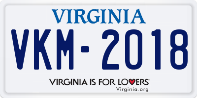 VA license plate VKM2018