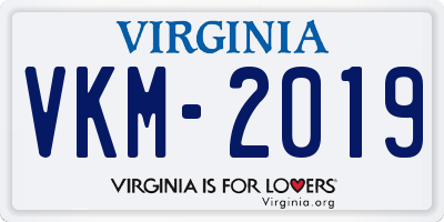 VA license plate VKM2019