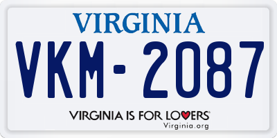 VA license plate VKM2087