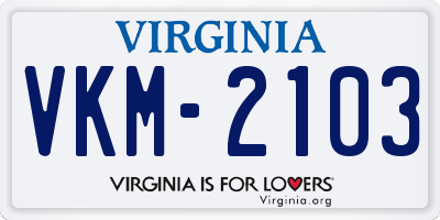 VA license plate VKM2103