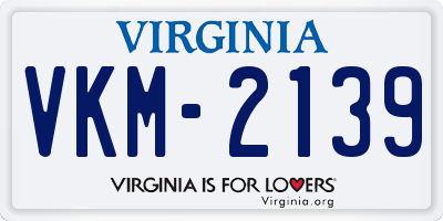 VA license plate VKM2139