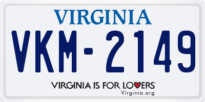 VA license plate VKM2149