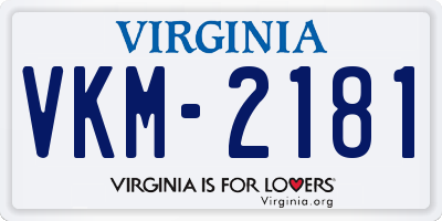 VA license plate VKM2181