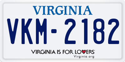 VA license plate VKM2182