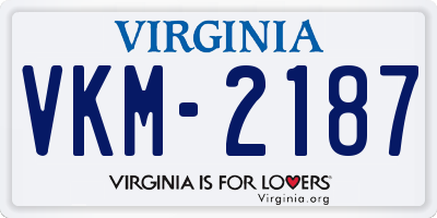 VA license plate VKM2187