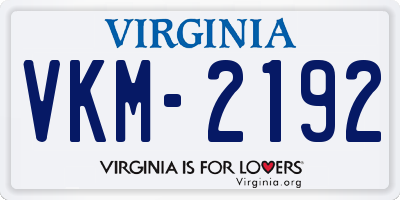 VA license plate VKM2192